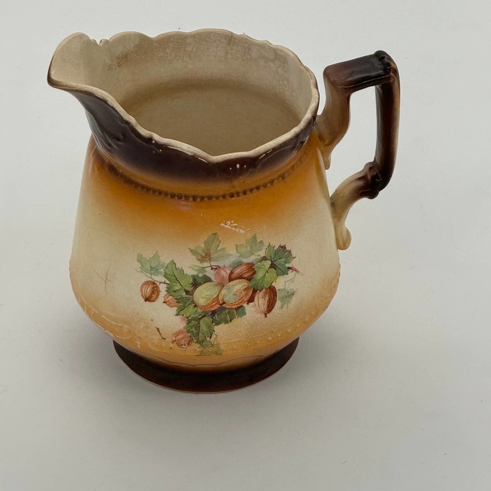 Vintage 60s-70s Transferware Pitcher‎ Fruit Creamer MCM Harvest